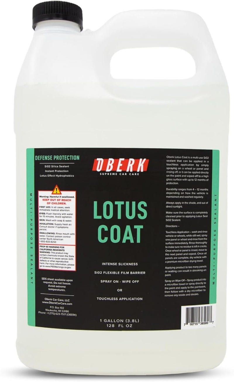Oberk Lotus Coat SiO₂ Spray Sealant – High Gloss Spray for Cars – Touchless or Wipe-On – Protects Paint, Wheels & Glass – Safe for Coatings – Easy Car Wax Alternative (128 oz) - Image 1